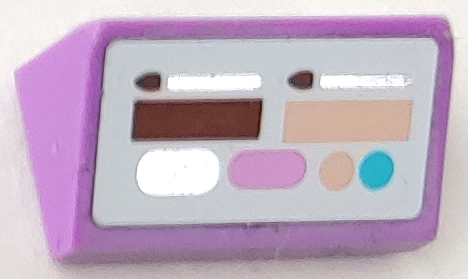 Lego Slope 30 1 x 2 x 2/3 with Paintbox, Mirror and Makeup Brushes (Brushes on Top) Pattern (Sticker) - Set 3187 / Medium Lavender