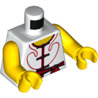 Lego Torso, Robe, Red Trim, Red Sash Print, Yellow Arms and Hands / White