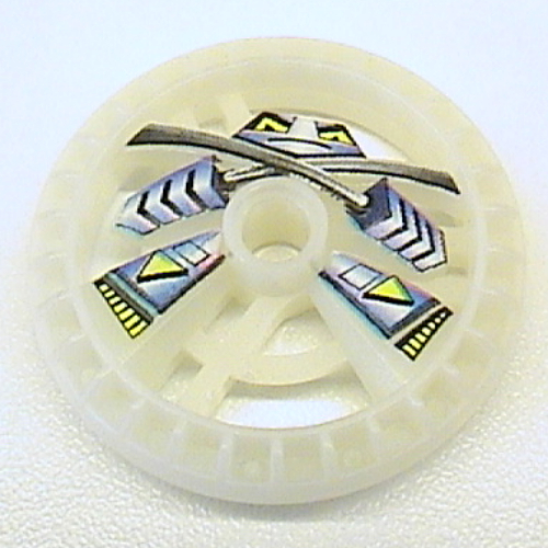 Lego Technic Disc 5 x 5 Notched, Ninja Print / Glow In Dark Opaque