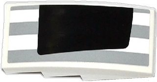 Lego Slope, Curved 4 x 2 with Light Bluish Gray Stripes and Half Black Rear Window Pattern Model Left Side (Sticker) - Set 75912