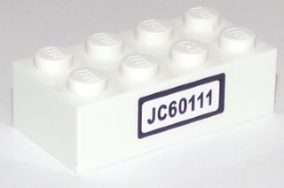 Lego Brick 2 x 4 with Black 'JC60111' Pattern (Sticker) - Set 60111