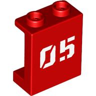 Lego Panel 1 x 2 x 2 with White '05' Print / Red