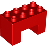 Lego Duplo Brick 2 x 4 x 2 with 2 x 2 Square Arch / Red