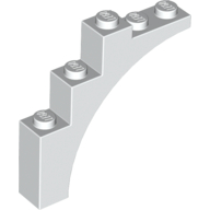 Lego Brick Arch 1 x 5 x 4 [Continuous Bow, Raised Underside Cross Supports] / White