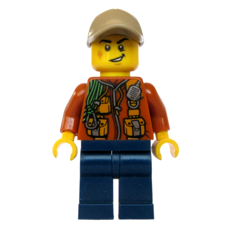 Lego Explorer, Jacket with Pouches, Radio, and Rope, Dark Tan Cap, Scar
