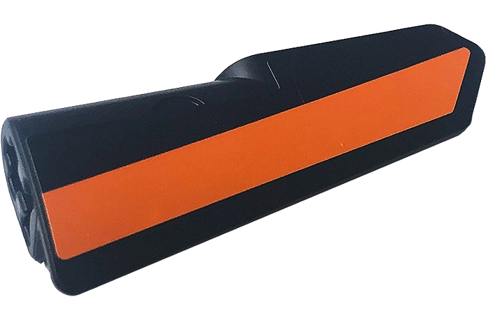 Lego Technic, Panel Fairing #21 Very Small Smooth, Side B with Orange Stripe on Black Background Pattern (Sticker) - Set 42141