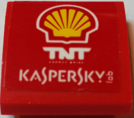 Lego Slope, Curved 2 x 2 x 2/3 with Shell Logo, 'TNT Energy Drink' and 'KASPERSKY lab' Pattern (Sticker) - Set 75913