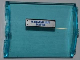 Lego Cylinder Quarter 4 x 4 x 6 with 'WARNING HOT WATER' Pattern Model Left Side (Sticker) - Set 8190