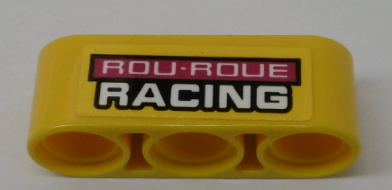 Lego Technic, Liftarm Thick 1 x 3 with 'ROU-ROUE RACING' Pattern (Sticker) - Set 42095