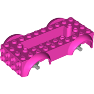 Lego Vehicle Base 4 x 10 x 2 1/2 with Mudguards, Wheel Pins and 6 x 2 Centre Recess with 3 Holes, Light Bluish Gray Wheel Holders / Dark Pink