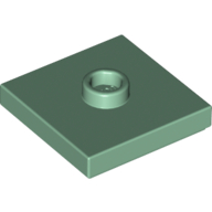 Lego Plate Special 2 x 2 with Groove and Center Stud (Jumper) / Sand Green