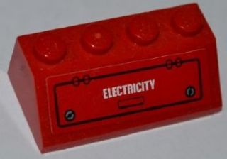 Lego Slope 45 2 x 4 with Hatch and 'ELECTRICITY' Pattern (Sticker) - Set 7643 / Red