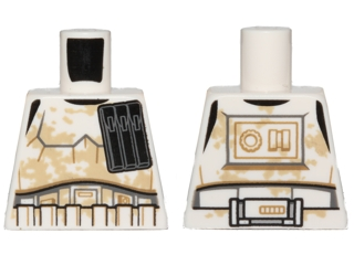 Lego Torso SW Armor Stormtrooper, Narrow Black Ammo Pouch and Tan Dirt Stains Pattern / White