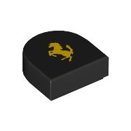 Lego Tile Round 1 x 1 Half Circle with Yellow Ferrari Logo Print