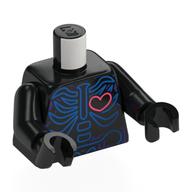 Lego Torso, Blue Skeleton, Coral Heart Print, Black Arms and Hands