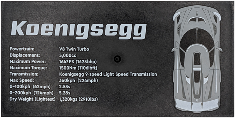 Lego Tile 8 x 16 with Bottom Tubes, Textured Surface with Koenigsegg Pattern / Black