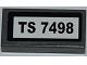 Lego Tile 1 x 2 with 'TS 7498' Pattern (Sticker) - Set 7498 / Dark Bluish Gray
