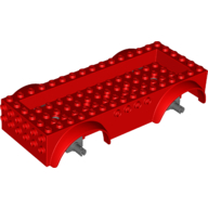 Lego Vehicle Base 8 x 16 with Wheel Arches, Front and Side Studs, and 4 x 14 Recessed Studded Section, 5 Holes / Red