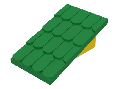 Lego Fabuland, Roof Support with Green Roof Slope without Chimney Hole / Yellow