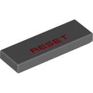 Lego Tile 1 x 3 with 'RESET' Print / Dark Bluish Gray