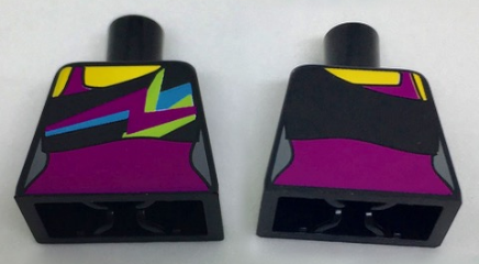 Lego Torso Bare Shoulder Top with Spiky Colors over Magenta Leotard Pattern / Black