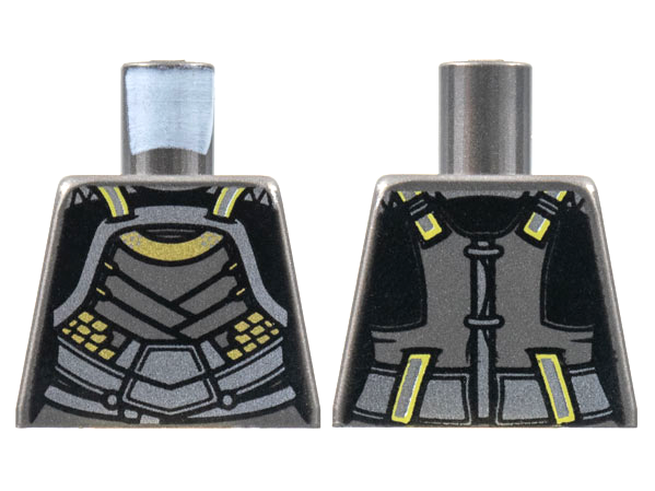 Lego Torso Female Armor, Silver Plates, Gold Trim Pattern / Pearl Dark Gray
