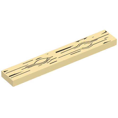 Lego Tile 1 x 6 with Wood Grain Print / Tan