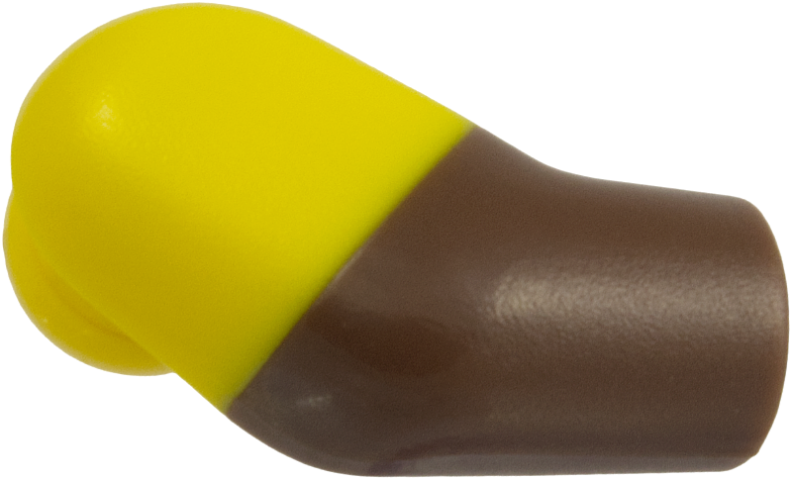 Lego Arm, Right with Molded Yellow Short Sleeve  Pattern / Umber Brown