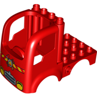 Lego Duplo Car Body Truck 4 x 4 Flatbed with 4 Top Studs - Headlights and Fire Logo Print