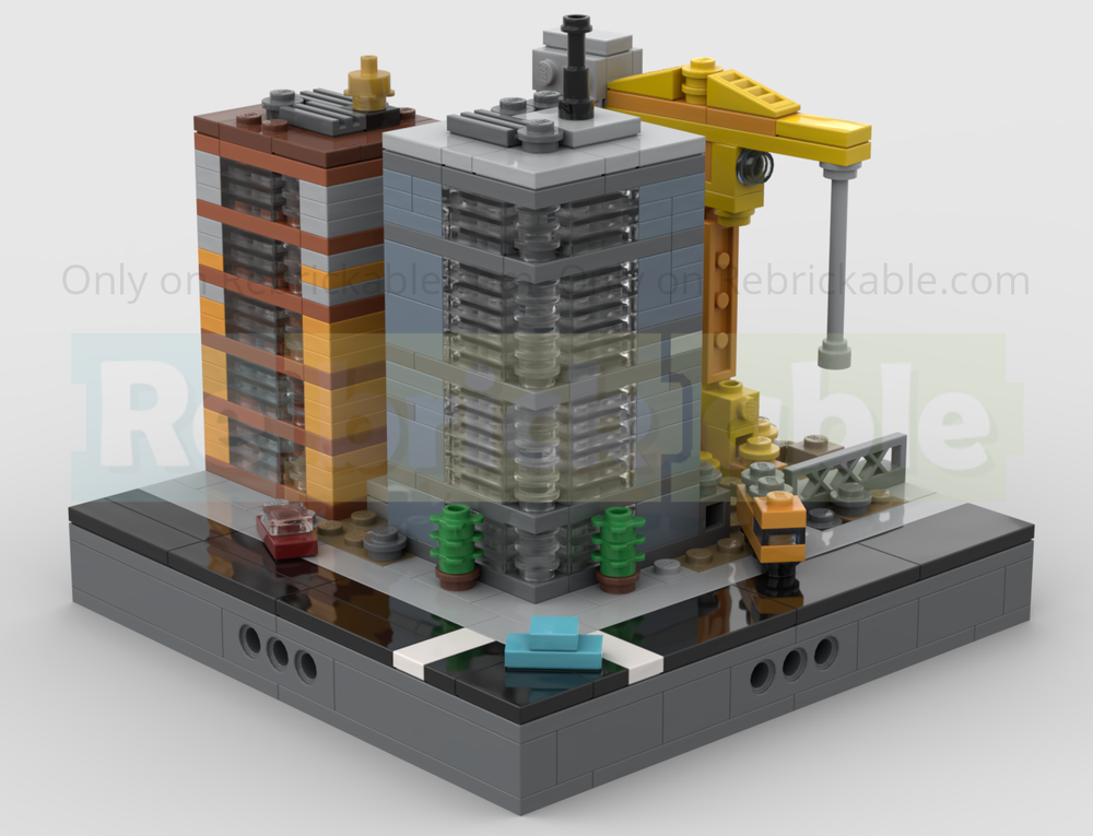 Lego Micropolis Demolition Site With SkyScrapers