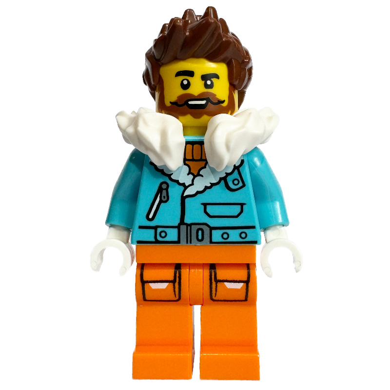 Lego Arctic Explorer, Captain Nautilus, Medium Azure Jacket, Orange Legs, White Fur Collar