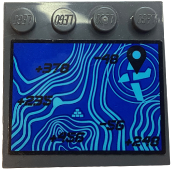 Lego Tile, Modified 4 x 4 with Studs on Edge with Blue Altitude Profile with Black Italic Font Numbers and Plane Position Marker Pattern (Sticker) - Set 60160