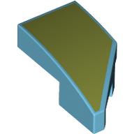 Lego Brick Wedged, Curved 2 x 1 with Stud Notch Left with Olive Green Print