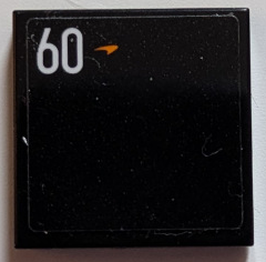 Lego Tile 2 x 2 with White '60' and Orange McLaren Logo Pattern Model Right Side (Sticker) - Set 76919