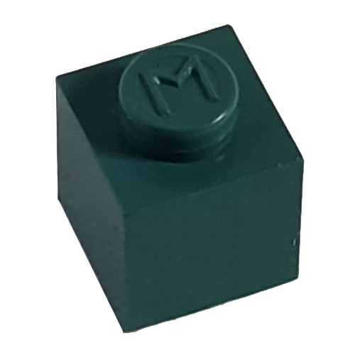 Lego Modulex Brick 1 x 1 with M on Stud / Modulex Teal Blue