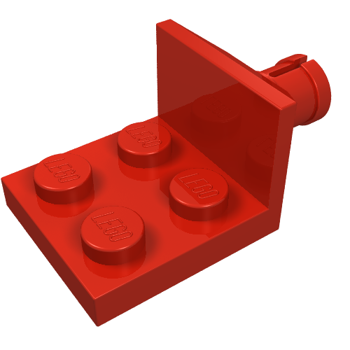 Lego Plate Special 2 x 2 with Helicopter Tail Rotor Holder / Red