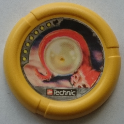 Lego Large Figure Throwing Disk, Scuba / Sub, 7 Pips, Pearl in Tentacle Print / Yellow