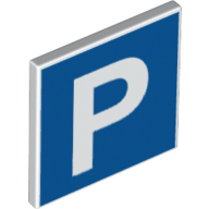 Lego Road Sign Clip-on 2 x 2 Square [Thick Open O Clip] with Parking Sign Print