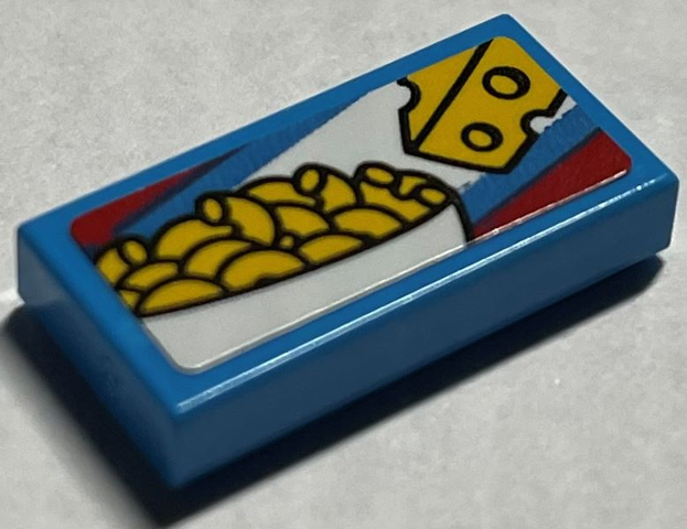 Lego Tile 1 x 2 with Yellow Macaroni Cheese in White Bowl Pattern (Sticker) - Set 21330