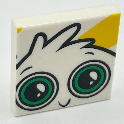 Lego Tile 2 x 2 with Face with Large Green Eyes Print