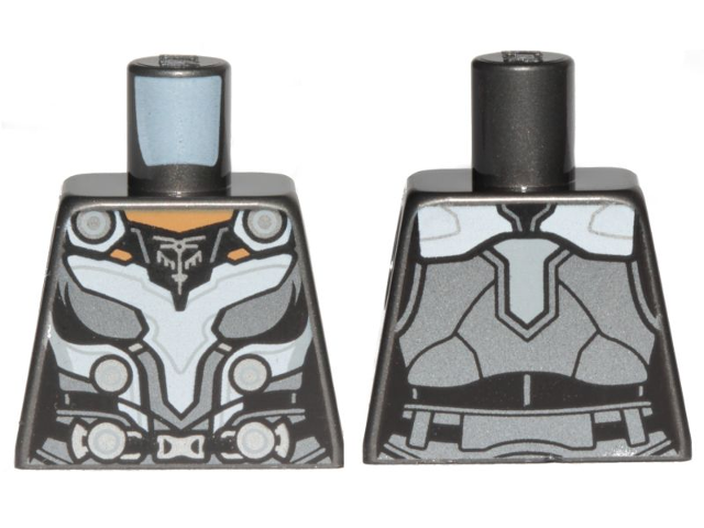 Lego Torso Female Armor with Silver Plates Pattern (Valkyrie) / Pearl Dark Gray