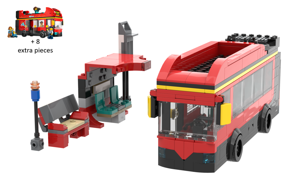 Lego MOC - Coach with Stop - Alternate Design of Set 60407 Double-Decker Sightseeing Bus