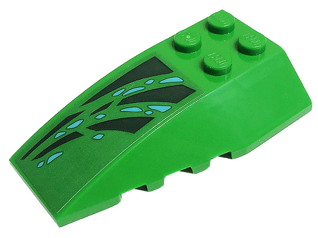 Lego Wedge 6 x 4 Triple Curved with Dark Green Skin and Medium Azure Scales Pattern Model Right Side (Sticker) - Set 71766