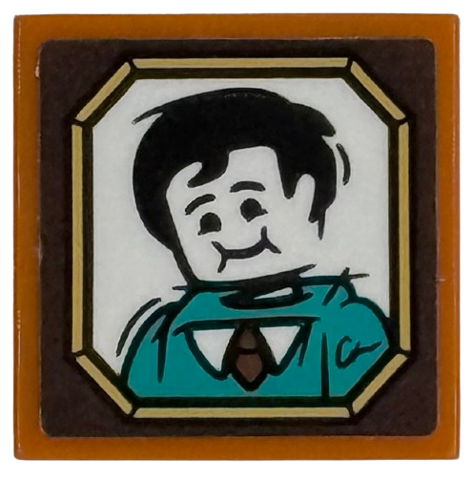 Lego Tile 2 x 2 with Dudley Dursley Minifigure Portrait Pattern (Sticker) - Set 76451 / Dark Orange