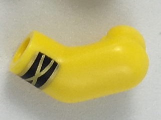 Lego Arm, Left with Black Cuff with Gold Stripes Pattern / Yellow