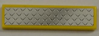 Lego Tile 1 x 4 with Silver Tread Plate Narrow, Fade Pattern (Sticker) - Set 8186