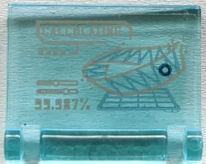 Lego Minifigure, Utensil Book Cover with 'CALCULATING', '99.987%' and Möbius Strip Pattern (Sticker) - Set 76192