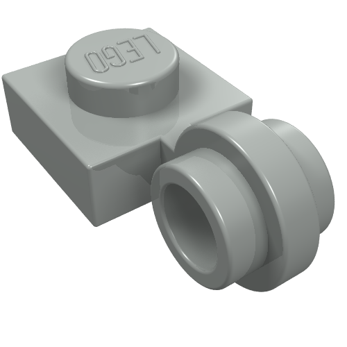 Lego Plate Special 1 x 1 with Clip Light, Bar Hole [Thin Ring] / Light Gray