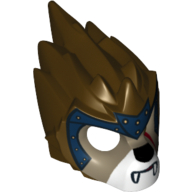 Lego Mask Lion with Dark Tan Face and Dark Blue Headpiece with Gold Circles Print / Dark Brown
