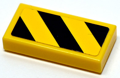 Lego Tile 1 x 2 with Black and Yellow Danger Stripes Pattern (Sticker) - Set 70595